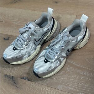 Nike Metallic Silver and Cream Sneakers